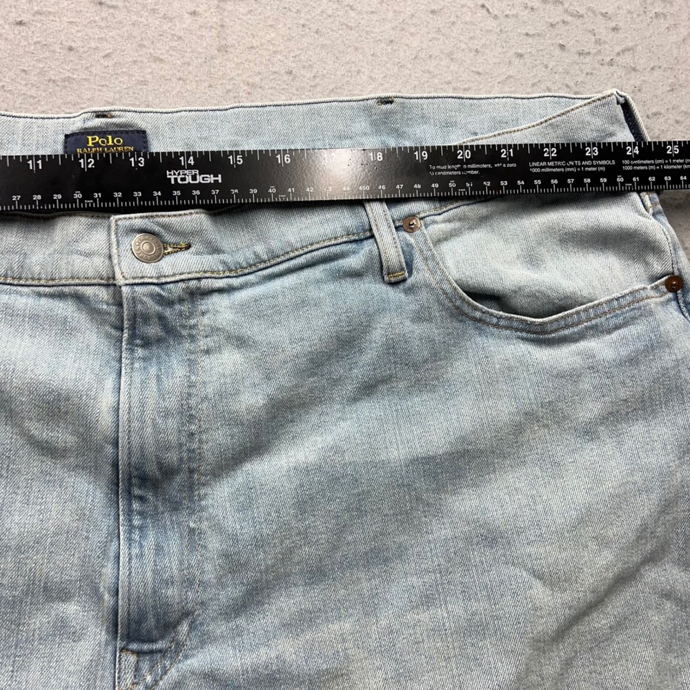 Polo Ralph Lauren Varick Slim Straight Jeans Mens 48x32 Light Wash Blue Denim - Picture 5 of 10